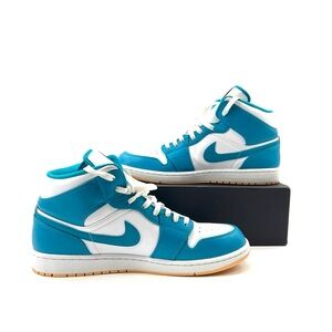 AIR Jordan 1 MID Aqua/White Mens Size 11